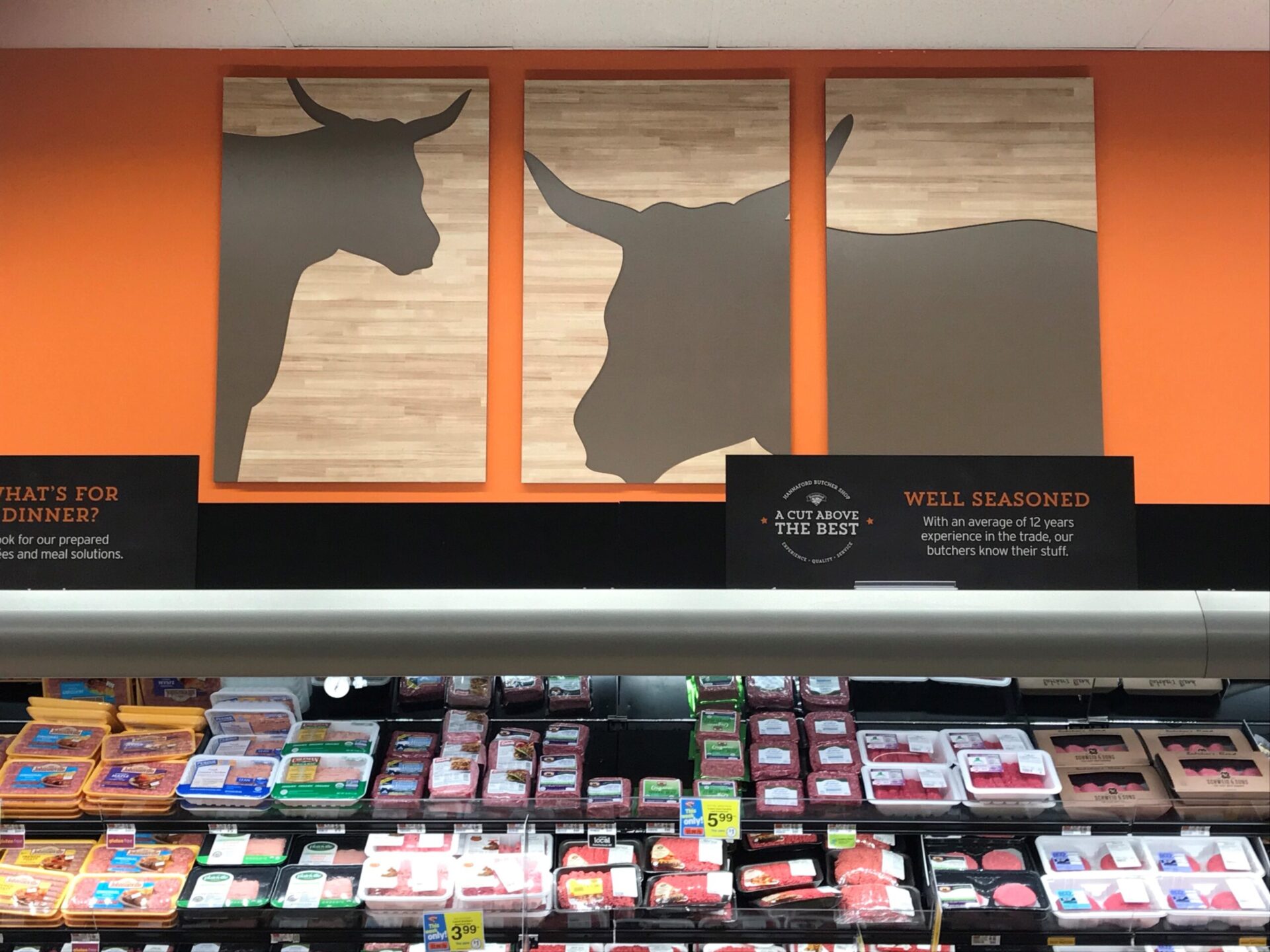 Retail Store Signage, and POP kits for Hannaford meat department from top premier sign company specializing in ADA guidelines.