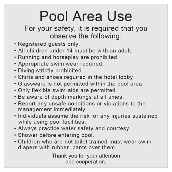 Compliant ADA Signs for Pool Area Signage by premier sign company knowledgeable in ADA guidelines