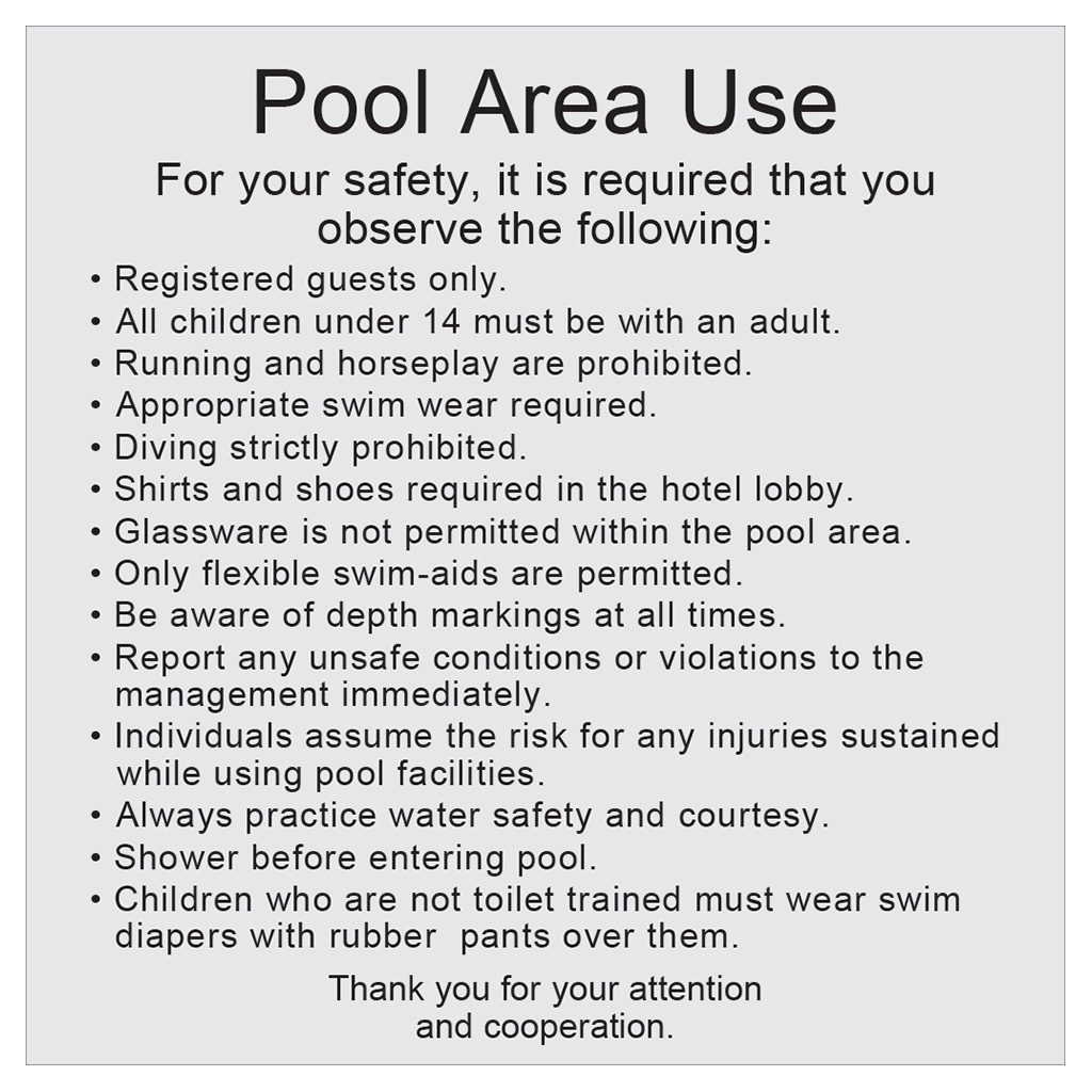 Compliant ADA Signs for Pool Area Signage by premier sign company knowledgeable in ADA guidelines