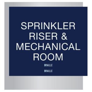 Sprinkler Riser & Mechanical Room Signs for Hotels, Retail Stores, and office to match visual merchandising and visual decor by a premier sign company