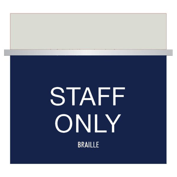Blue Staff Only Signs for Hotels, Retail Stores, and office to match visual merchandising and visual decor by a premier sign company