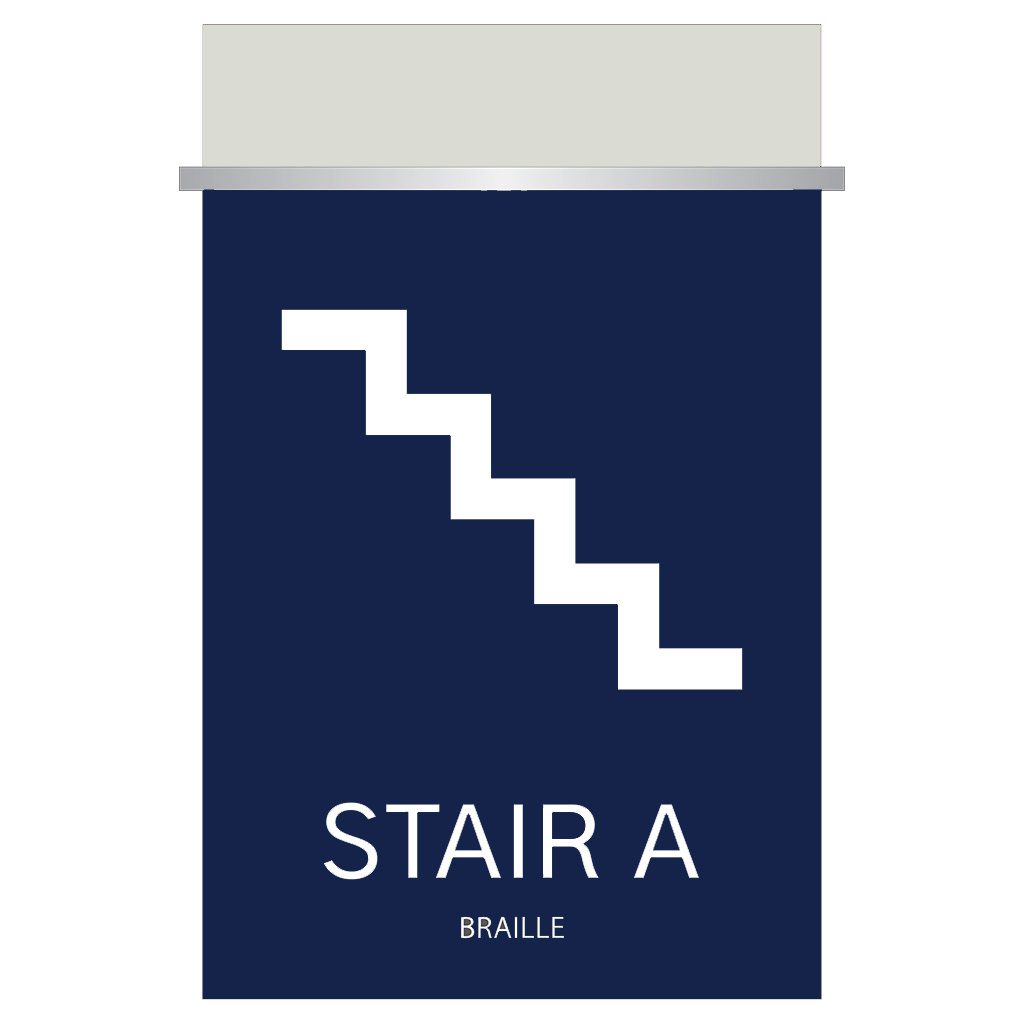 Blue Stair Signs for Hotels, Retail Stores, and office to match visual merchandising and visual decor by a premier sign company