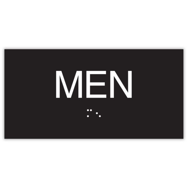 6"w x 3"h Men Restroom Sign. Our stock ADA Restroom Signs