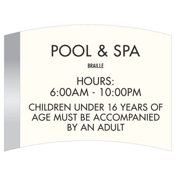 88762 Pool & Spa Room ID with Hours - Hotel Brand Signs