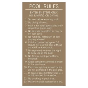 91658 Hotel Pool Rules Sign - Hotel Brand Sign