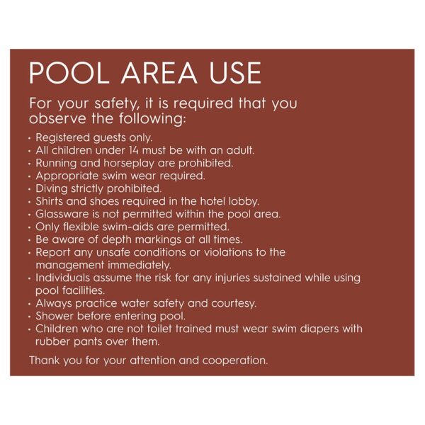91786 Pool Rules - Hotel Brand Signs