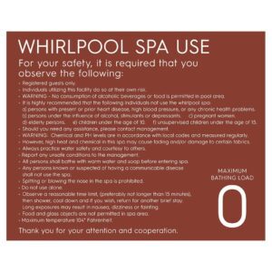 91788 Spa Rules - Hotel Brand Signs