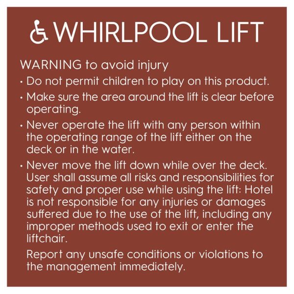 91809 Hotel Brand Signs Whirlpool Lift