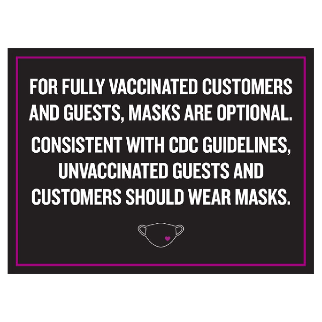 92366BK black color Covid safety signs: Masks are optional. Hotel Signage Guidelines, Retail Store Signs, and Interior Office Signs.