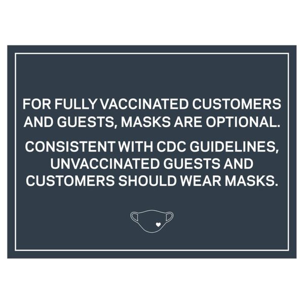 Wall Covid safety signs: Masks are optional. Hotel Signage Guidelines, Retail Store Signs, and Interior Office Signs.