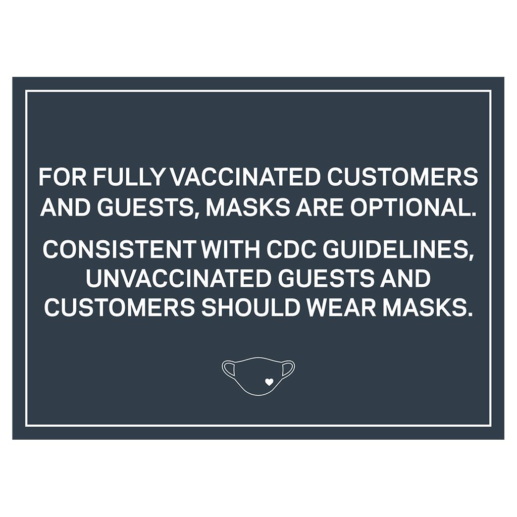 Wall Covid safety signs: Masks are optional. Hotel Signage Guidelines, Retail Store Signs, and Interior Office Signs.