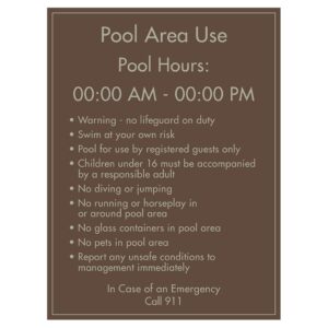 92354 Hotel Brand Signs - Approved Pool Rules signs